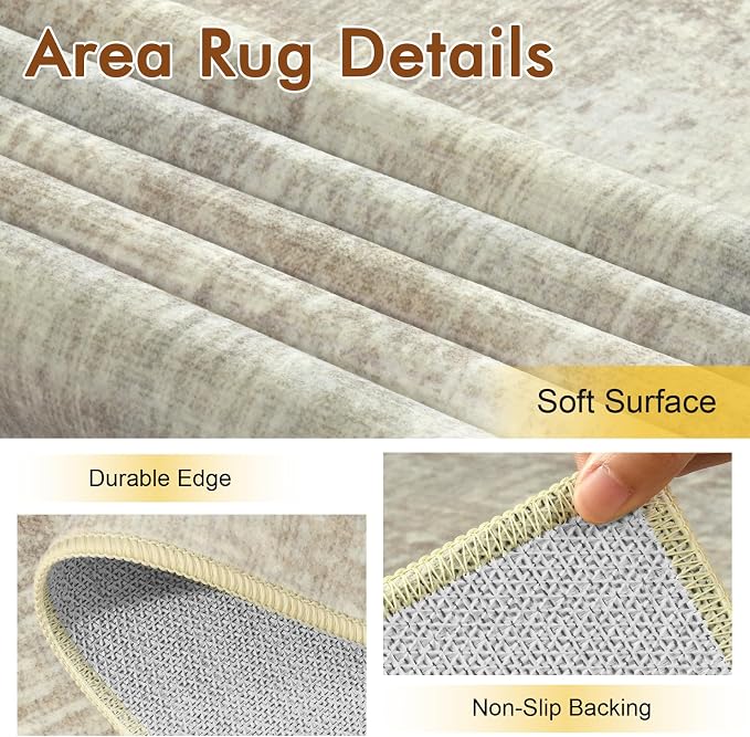 4x6 Ft Area Rugs for Living Room, Soft Non-Slip Washable Rugs Modern Abstract - Image 6