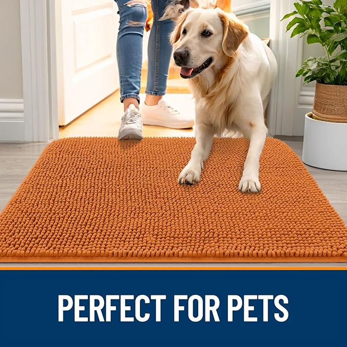 OLANLY Dog Door Mat for Muddy Paws 47x20, Super Absorbent Chenille Mud Mat | - Image 6