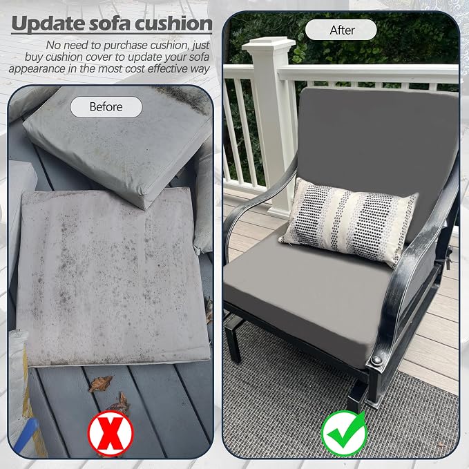 Sqodok Patio Cushion Cover 24x22 inch, Outdoor Seat Cushion Slip Cover - Image 8