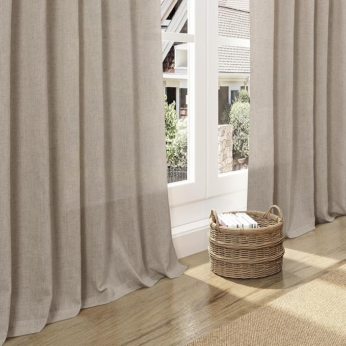 Living Room Curtains 72 Inch Length Linen Blend Cobblestone Light Filtering - Image 5