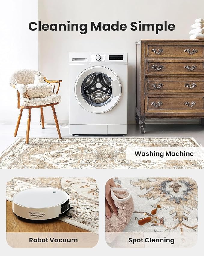 AMADA HOMEFURNISHING 5x7 Area Rugs, Washable Living Room Rug Low-Profile - Image 3