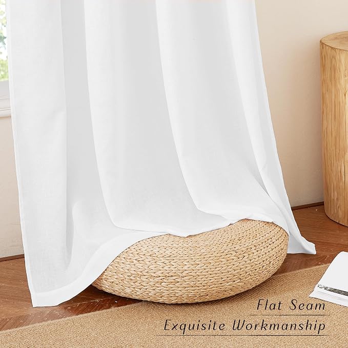 NICETOWN White Linen Kitchen Window Curtains Over Sink, Grommet Thick Linen - Image 4