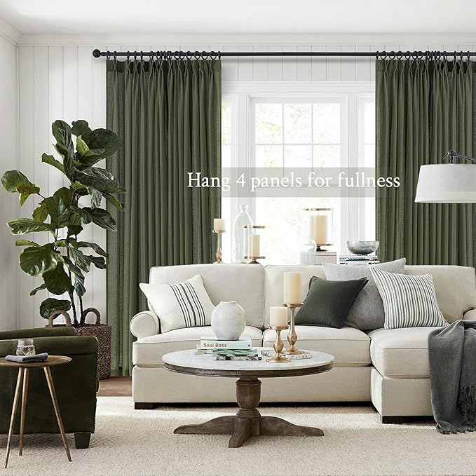 102 Inch Long Curtains Pinch Pleat Linen Curtains - Image 6