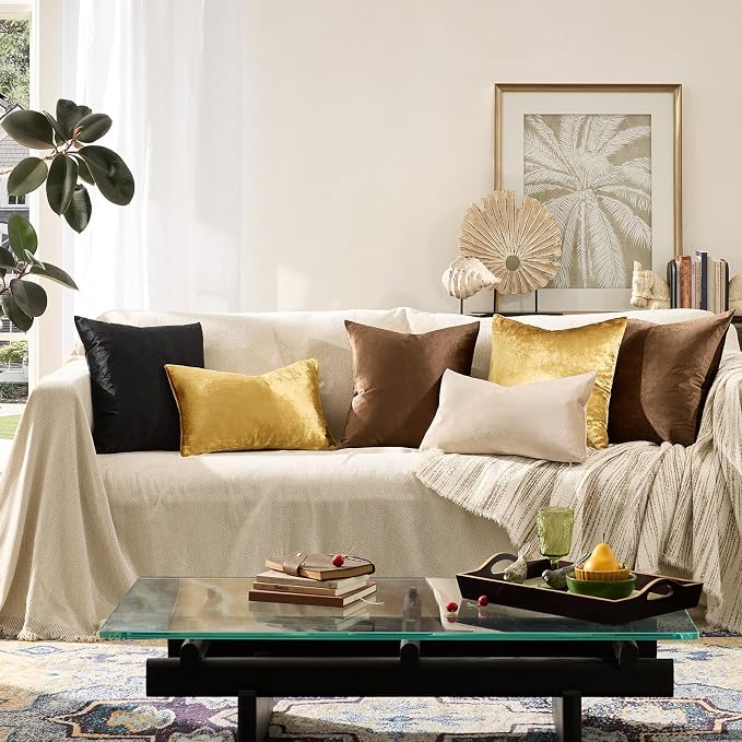 GIGIZAZA Gold Velvet Pillow Covers 26x26 Decorative Pillows Pack of 2 | Throw - Image 9