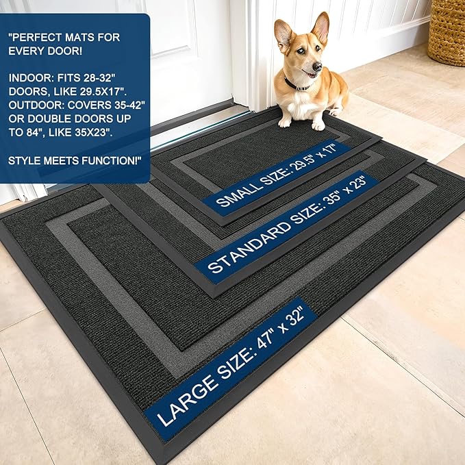 OLANLY Front Door Mat Outside 59x30, All-Season Heavy-Duty Rubber Doormat | - Image 2