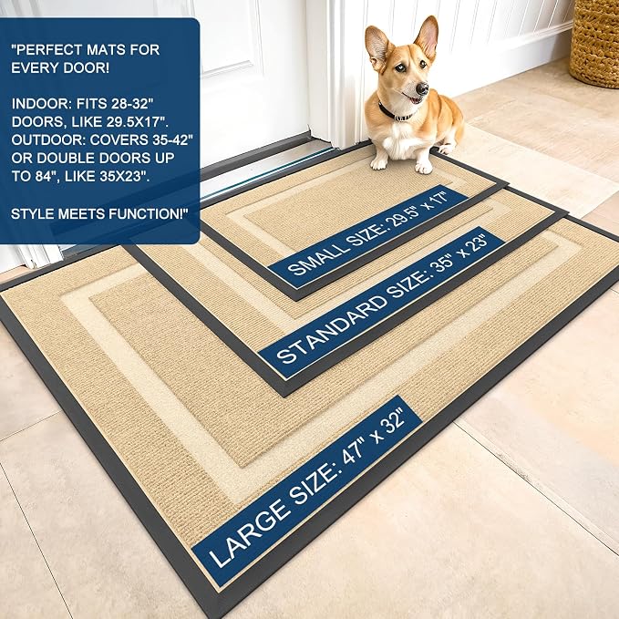 OLANLY Front Door Mat Outside 71x23, All-Season Heavy-Duty Rubber Doormat | - Image 2