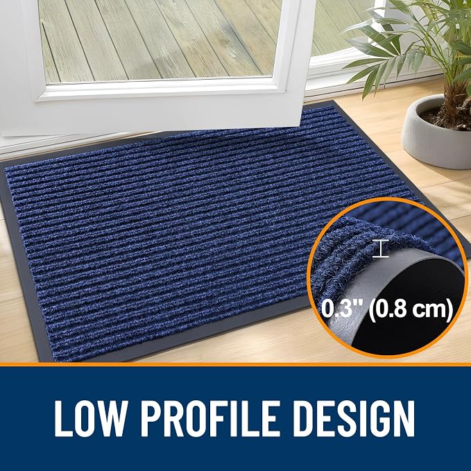 OLANLY 2-Pack Front Door Mats 71x23, Waterproof Heavy-Duty Doormats | Blue - Image 4