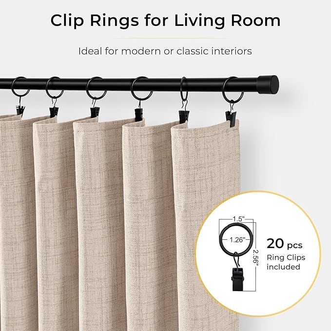 INOVADAY Linen Textured 100% Blackout Sliding Door Curtains 102x108 Oatmeal | 1 - Image 3