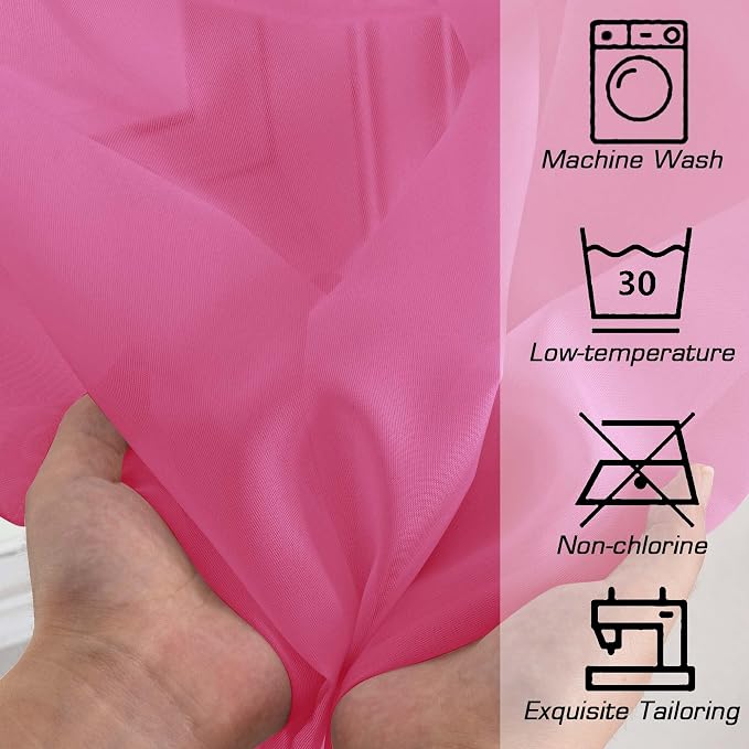 Hot Pink Sheer Curtains for Bedroom Living Room 54 Inch Length 2 Panels Set - Image 5