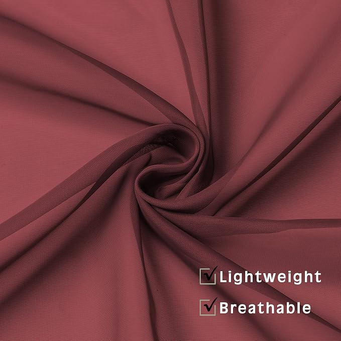 Burgundy Red Sheer Curtains 72 Inches Long 2 Panels Set, Transparent Voile - Image 7