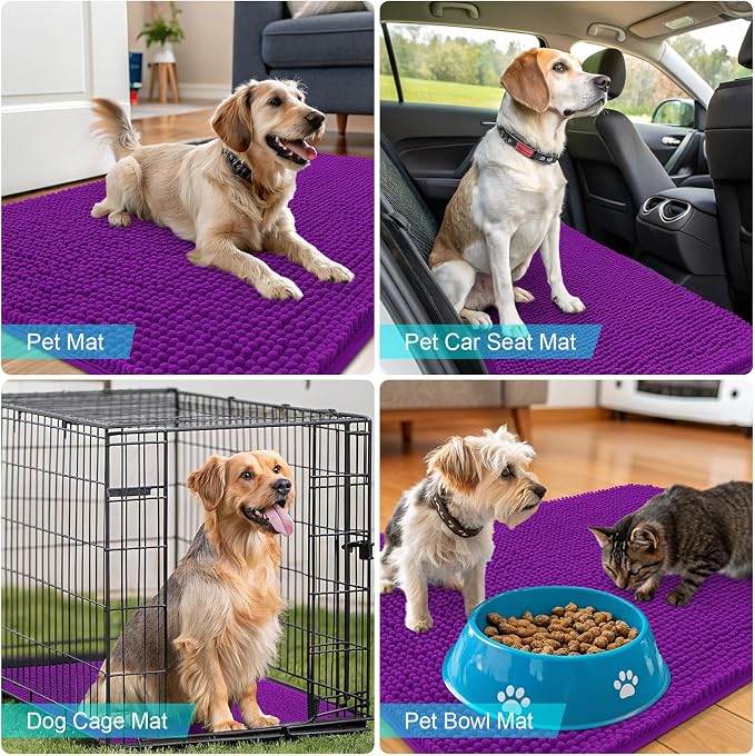 OLANLY Dog Door Mat for Muddy Paws 70x32, Super Absorbent Chenille Mud Mat | - Image 7
