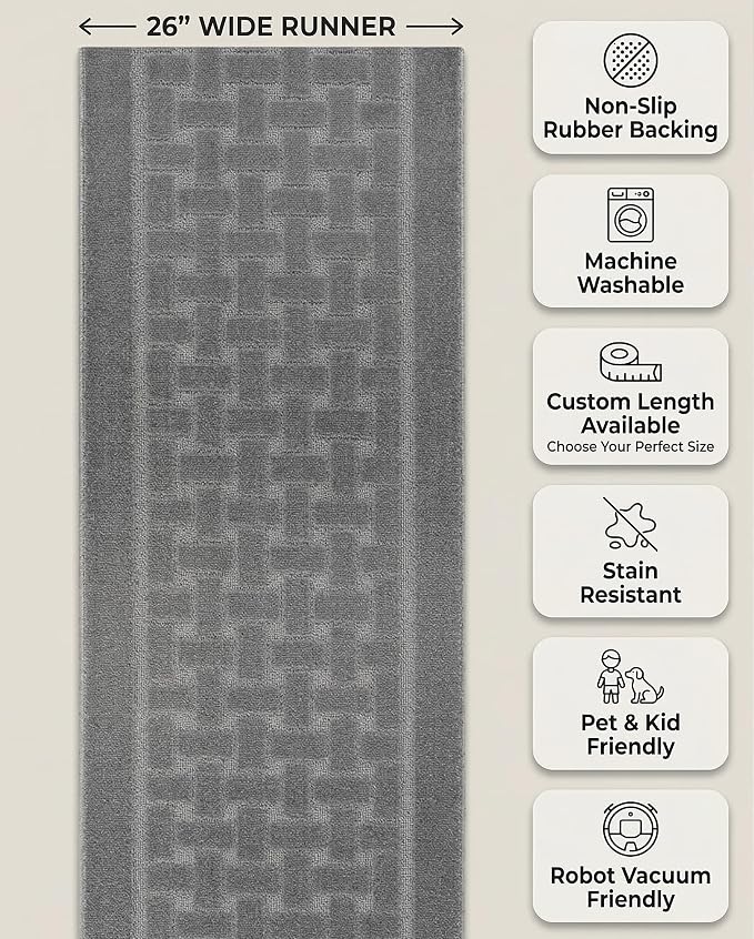 Runner Rug 7 ft, Non-Slip Washable Rug, Rubber Backing, Rolled in Box, Custom - Image 5
