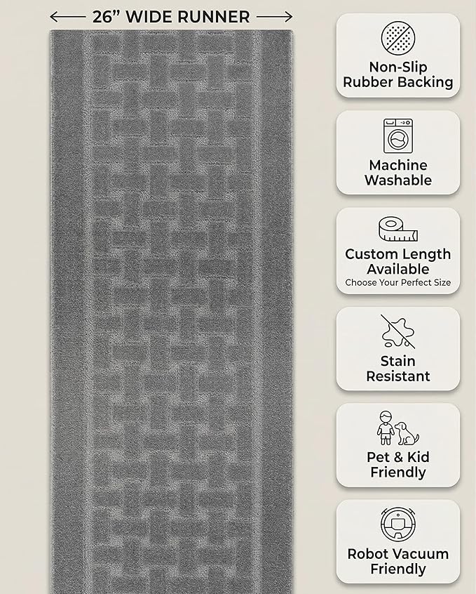 Runner Rug 29 ft, Extra Long Non-Slip Washable Rug, Rubber Backing, Rolled in - Image 5