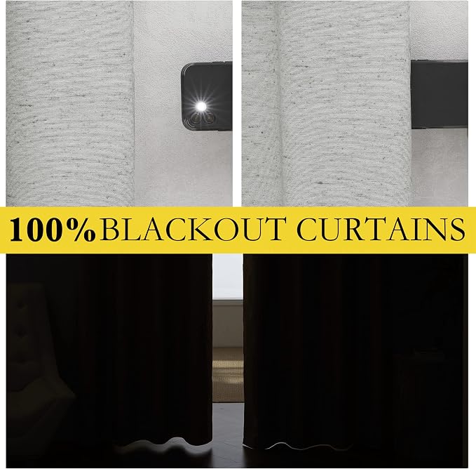NICETOWN Grey Long Linen Full Shade Panels, Pair of Thermal Insulated & Energy - Image 2