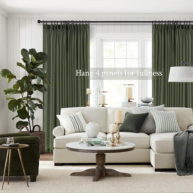 Topfinel Pinch Pleated Curtains 90 Inches Long 1 Panels Set, Olive Green Semi - Image 6