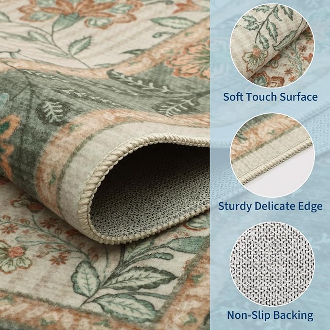 GarveeHome 8x10 Sage Green Washable Area Rug Living Room Bedroom Non Slip | - Image 5