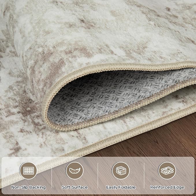 Aelenmu 6x9 Area Rugs for Living Room Bedroom Dining Room Washable Beige | Soft - Image 4