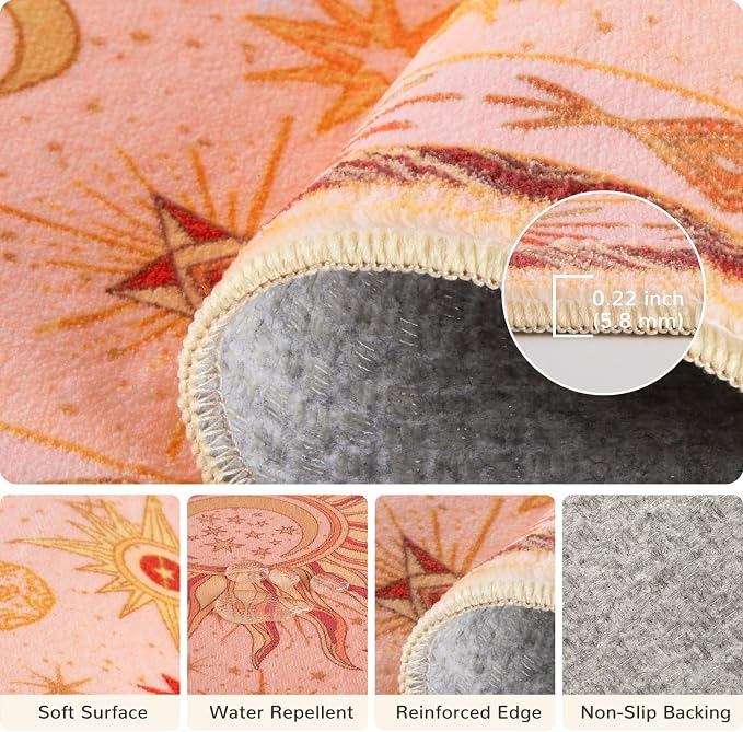 Vacuum-Friendly, Round 8ft Washable Area Rug - Image 2