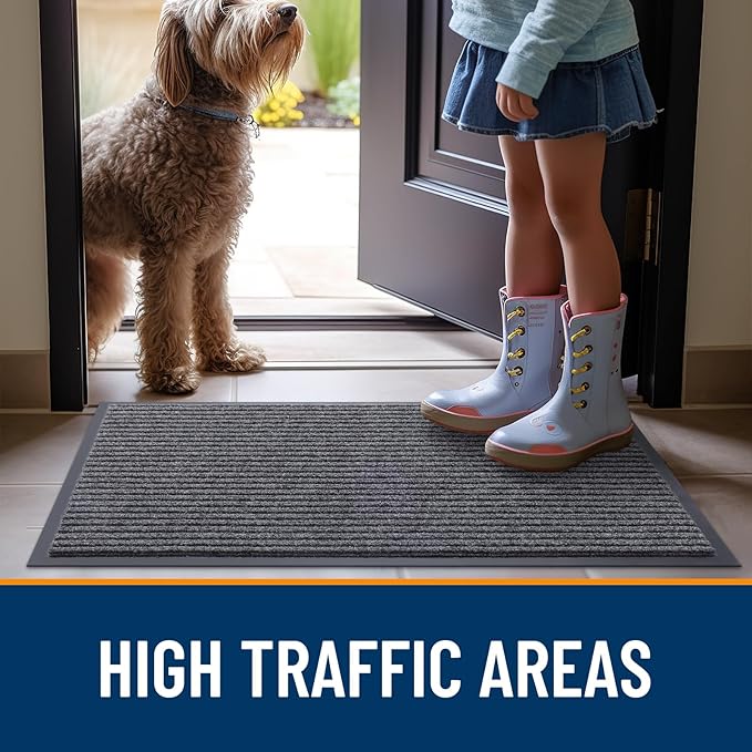 OLANLY Front Door Mat 71x47, Waterproof Heavy-Duty Indoor Outdoor Doormat | Grey - Image 7