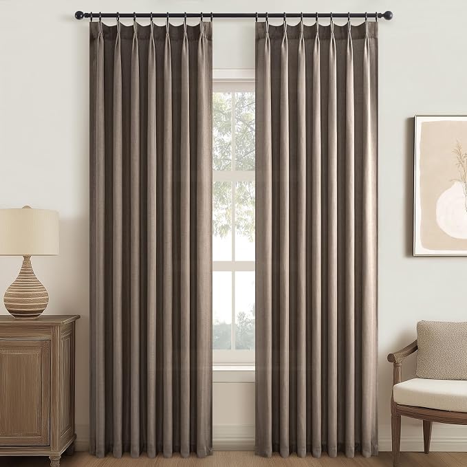 Topfinel Pinch Pleated Curtains 90 Inches Long 2 Panels Set, Dark Flax Semi - Image 9
