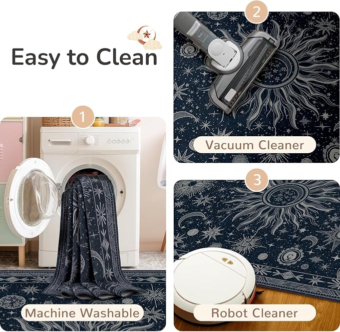 Vacuum-Friendly, Round 8ft Washable Area Rug - Image 4