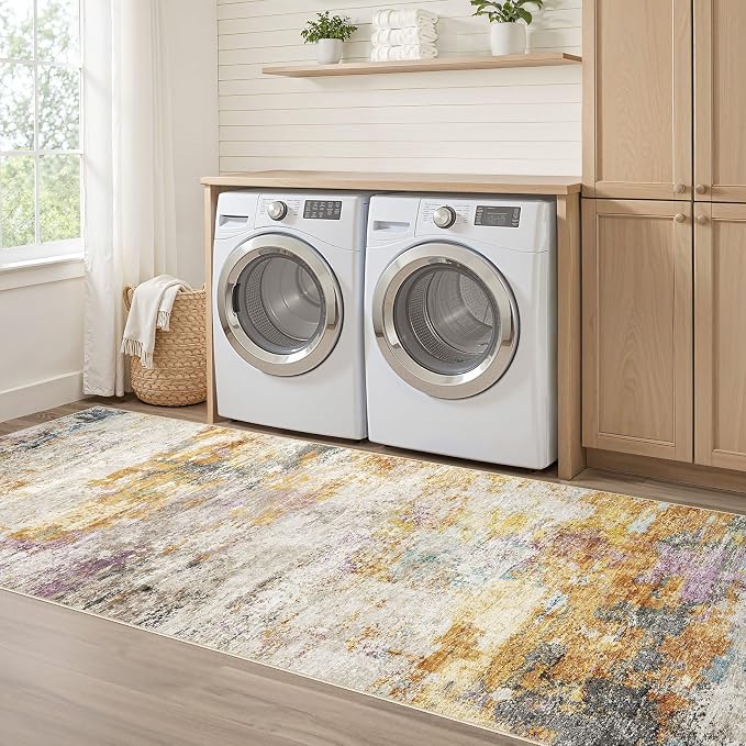 LOONGRUG Runner Rug 2x5 Washable Non-Slip Kitchen Neutral Modern Rug | Abstract - Image 7