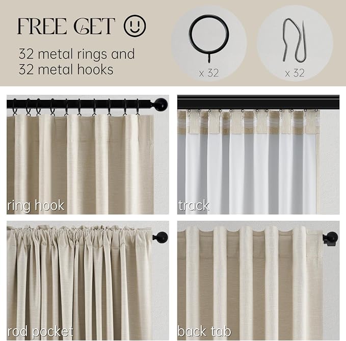 Topfinel 105 Inch Linen Blackout Curtains - Image 5
