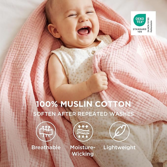 Bedsure 100% Cotton Muslin Blanket King Size - Image 2