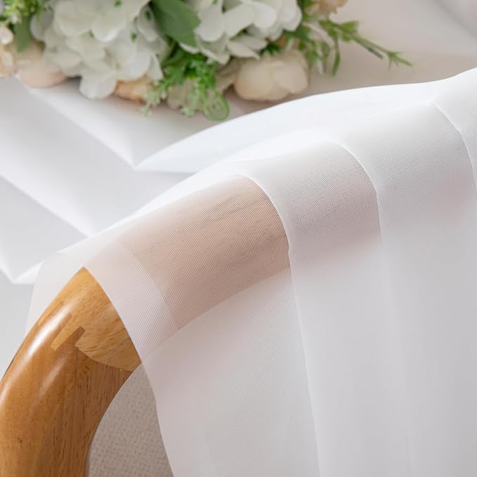 Simplebrand White Short Sheer Curtains 45 Inch Length - Image 6