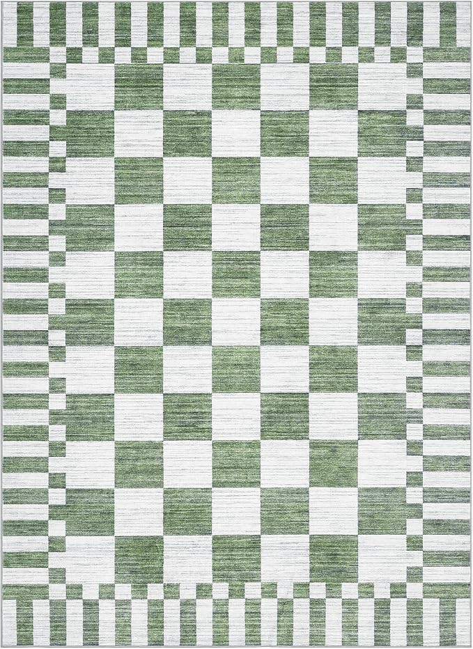 GarveeHome 9x12 Area Rugs for Living Room Washable Checkered Rug Bedroom | - Image 4