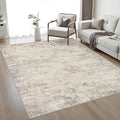 Area Rug Living Room: 4x6 Modern Washable Soft Carpet Brown Beige | by FXRHLP