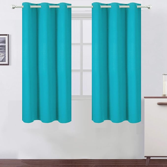 Teal Thermal Blackout Curtains/38 x 63 Inch/Set of 2 Panels Room Darkening by Lemomo