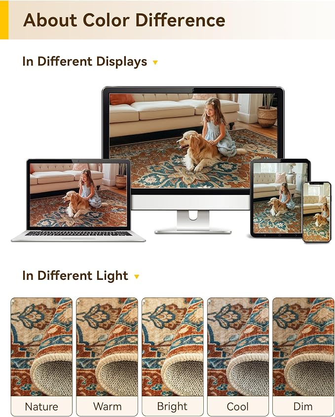 RELEANY Washable Area Rug, Large 9'x12', Water Repellent, Pet Friendly - Image 8