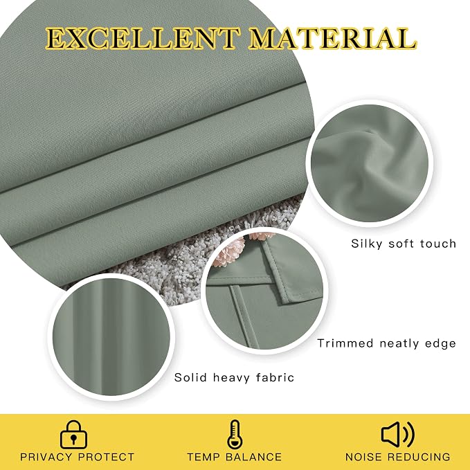 NICETOWN Sage Green Curtains 84 inch Length 2 Panels, Grommet Thermal Insulated - Image 4