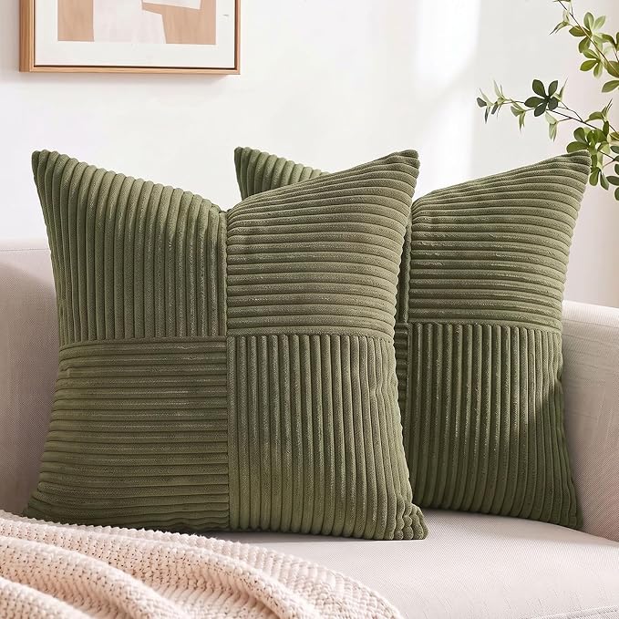 Fancy Homi 2 Packs Olive Green Samll Decorative Throw Pillow Covers 12x12 Inch by Fancy+Homi