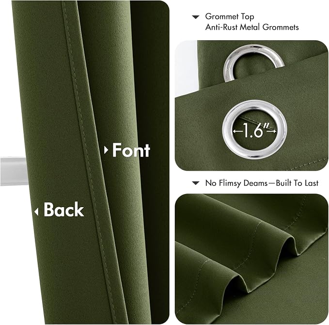 MIULEE Blackout Curtains for Bedroom 2 Panels 50 x 84 Inch Long Olive Green | - Image 4