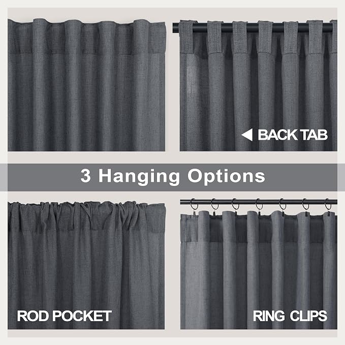 Dark Gray Curtains 108 Inches Long 2 Panels Set - Image 5