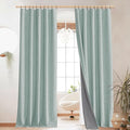 NICETOWN Seafoam Green Blackout Linen Curtains 95" Long, Rod Pocket Back Tab by NICETOWN
