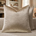 GIGIZAZA Taupe Velvet Pillow Covers 16x16 Decorative Pillows Pack of 2 | by GIGIZAZAFocusingonhomedecoration
