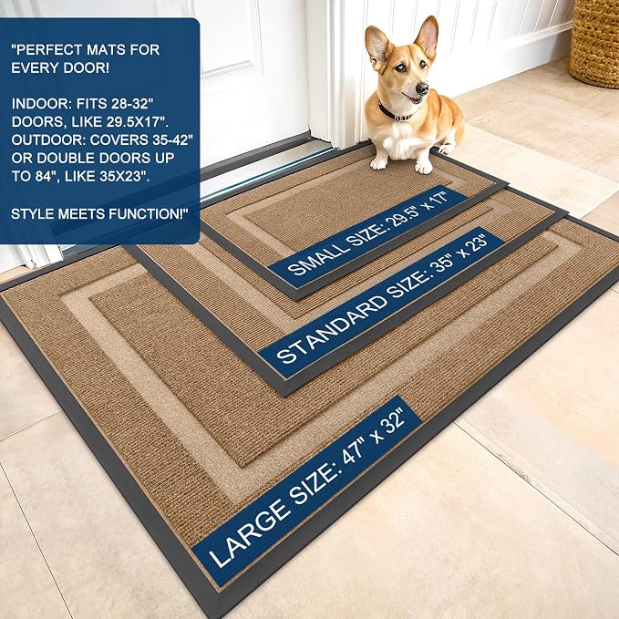 OLANLY Front Door Mat Outside 71x23, All-Season Heavy-Duty Rubber Doormat | - Image 2