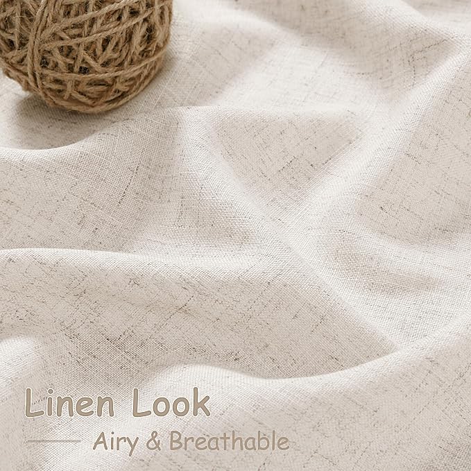 Beige Linen Curtains 96 Inches Long 2 Panels Set Back Tab Rod Pocket Semi Sheer - Image 5