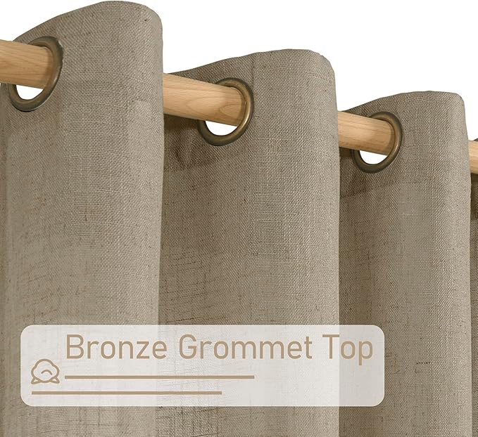 Taupe Semi Sheer Linen Curtains - Image 4