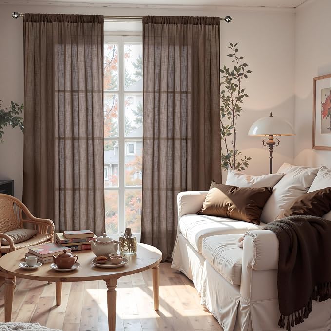 BGment Linen Curtains 90 Inch Length - Image 2