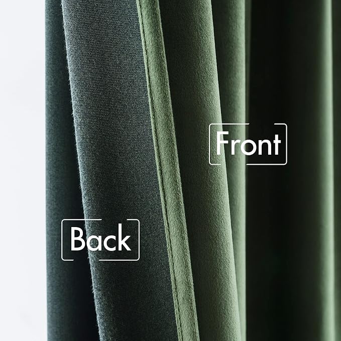 MIULEE Velvet Curtains 52x102 inches 2 Panels Olive Green Blackout Curtains | - Image 6
