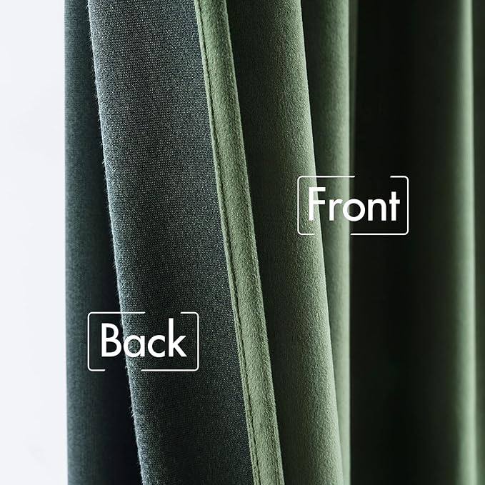 MIULEE Velvet Curtains 52x100 inches 2 Panels Olive Green Blackout Curtains | - Image 5