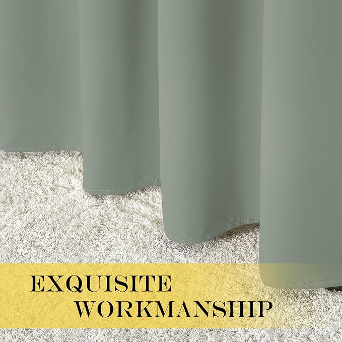 NICETOWN Blackout Sage Green Curtain 54 inches Long, Grommet Thermal Insulated - Image 6