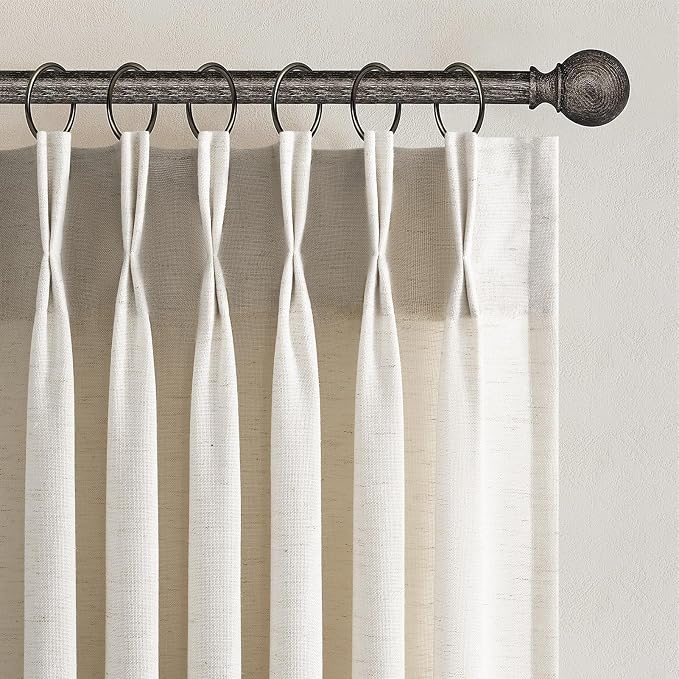 Topfinel Birch Pinch Pleated Linen Curtains 84 Inch Length 2 Panels by Topfinel