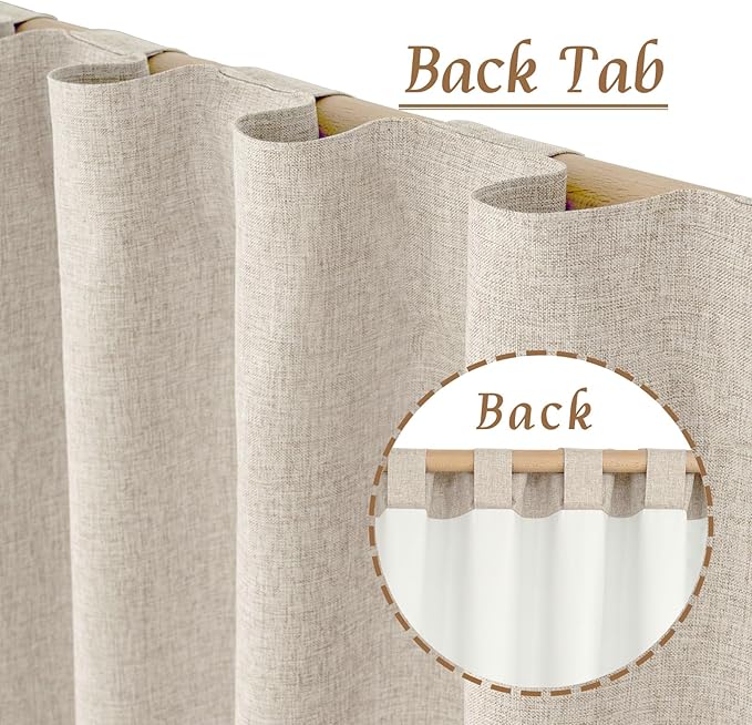 100% Blackout Oatmeal Linen Curtains 80 Inches - Image 3