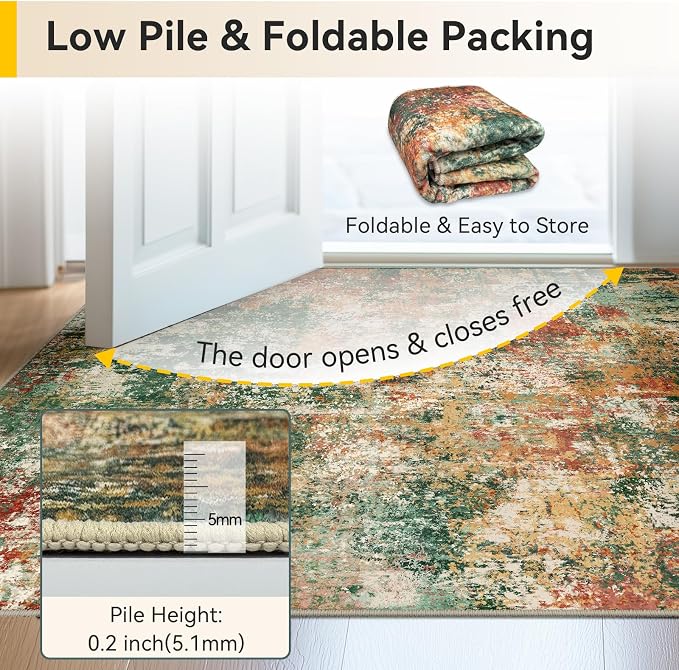 RELEANY Washable Runner 2'x8' Abstract Area Rug - Image 9