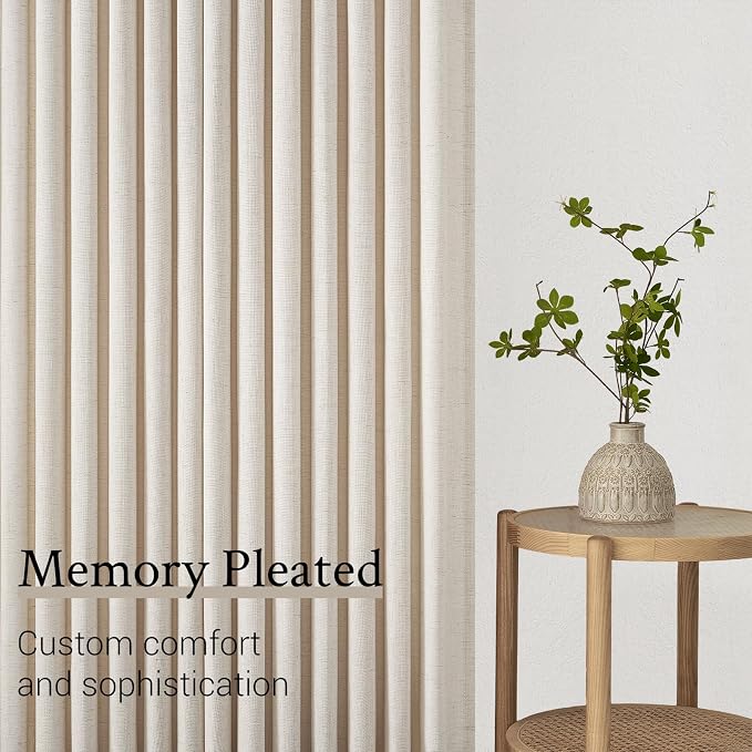 Topfinel Pinch Pleated Curtains 90 Inches Long 2 Panels Set, Ivory Beige Semi - Image 7